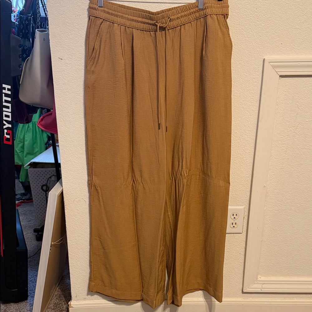 a new day Wide Leg Drawstring Trousers in Camel Brown